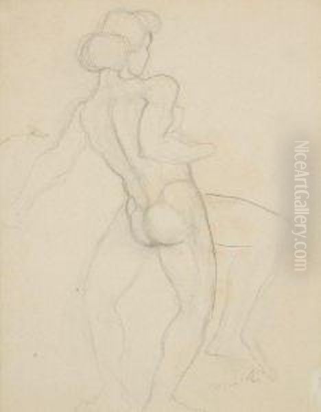 Modele Nu Debout Oil Painting by Rene Iche