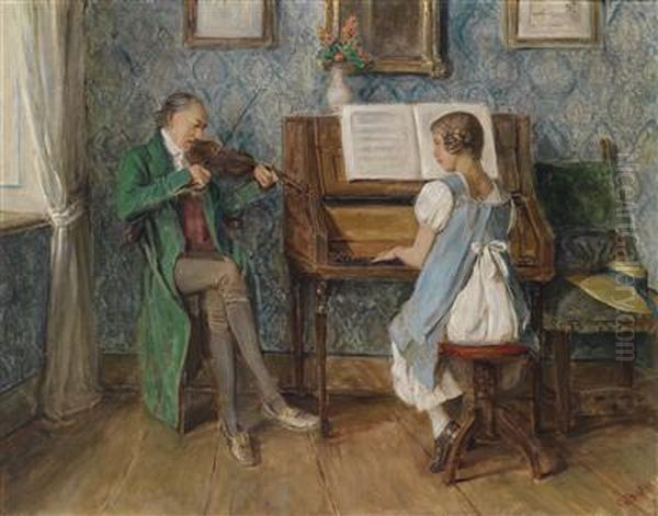 Family Music Oil Painting by Gustav Karoly Igler