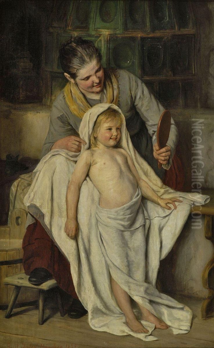 Nach Dem Bad Oil Painting by Gustav Karoly Igler