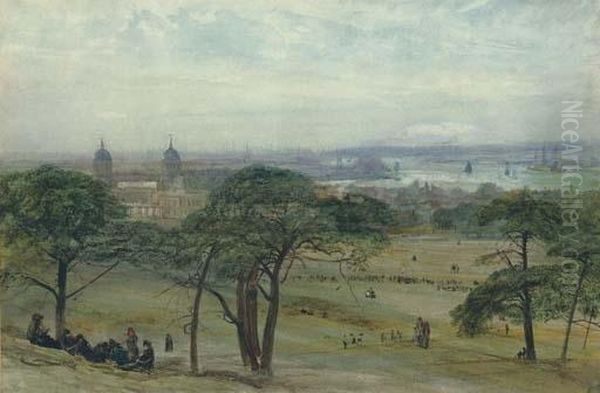 A View Of Greenwich With The Naval Hospital, London Oil Painting by John William Inchbold