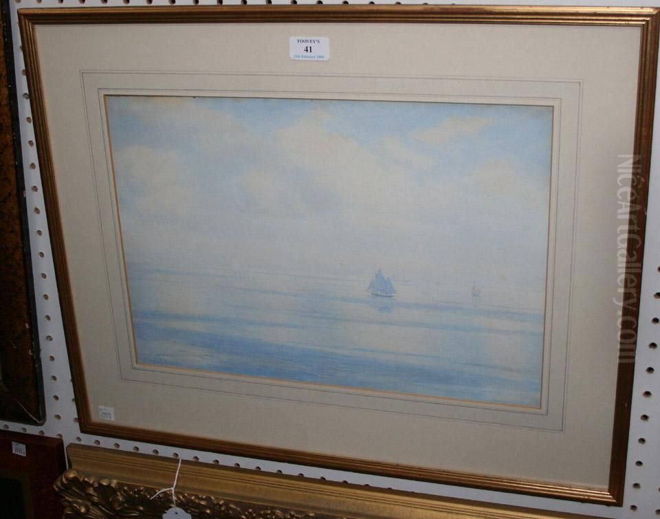 Seascape With Sailing Vessels Oil Painting by William Ayerst Ingram