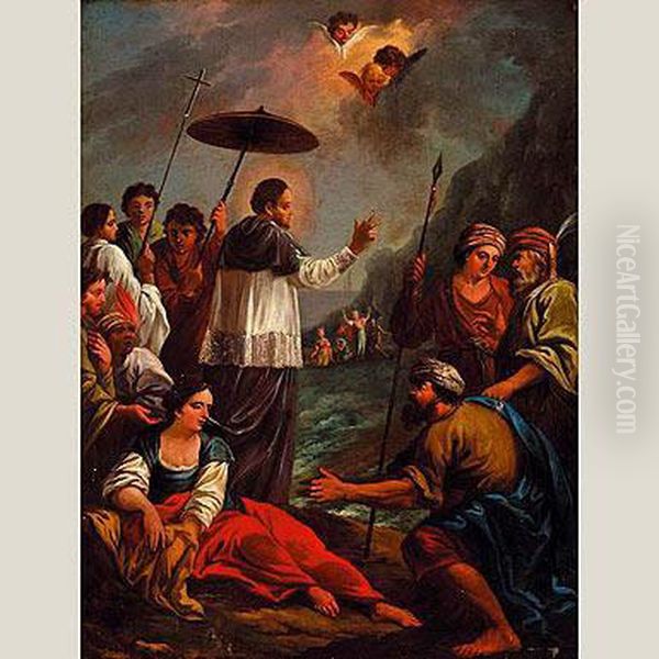 San Francisco Javier Predicando Oil Painting by Joaquin Inza