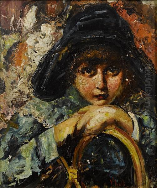 Fanciulla Con Cappello Oil Painting by Irolli Vincenzo