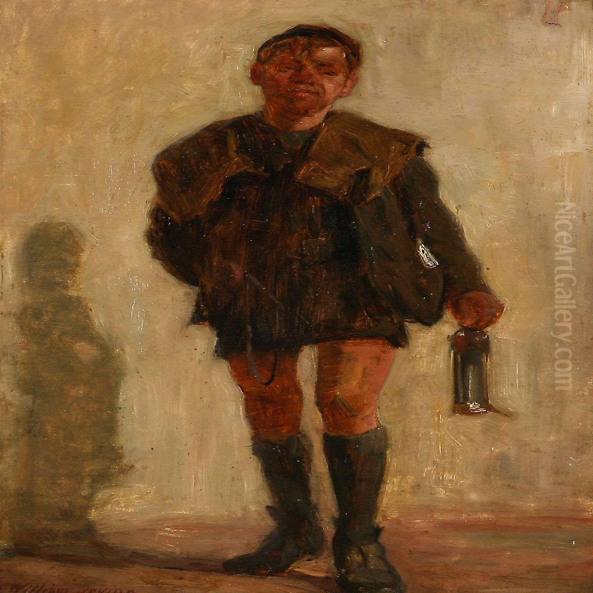 A Mining Boy With A Lamp Oil Painting by William Irving