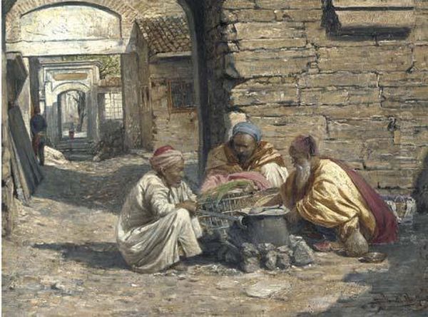 The Street Vendors Oil Painting by Daniel Israel