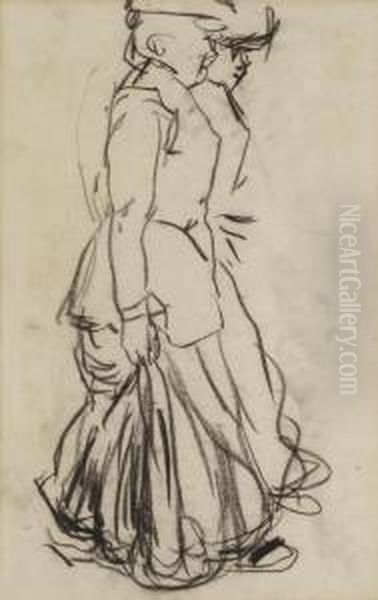 Two Elegant Women Out For A Stroll Oil Painting by Isaac Lazarus Israels