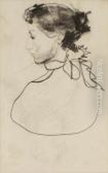 A Portrait Of A Lady With A Ribbon Oil Painting by Isaac Lazarus Israels