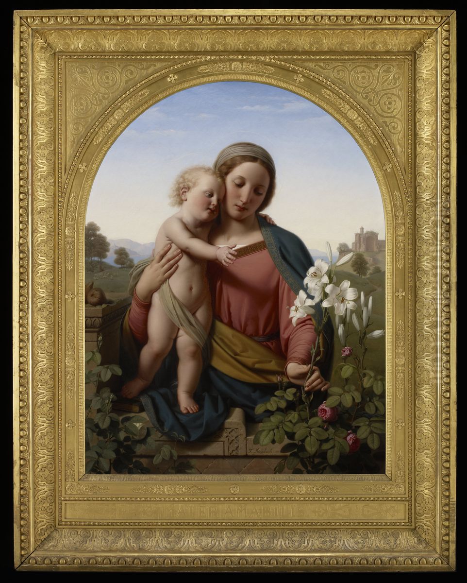 Madonna And Child Oil Painting by Franz Ittenbach