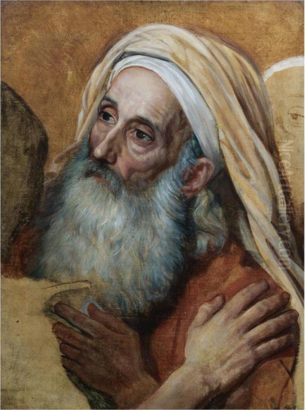 Head Of An Old Man And A Nazarene From Oil Painting by Alexander Ivanov