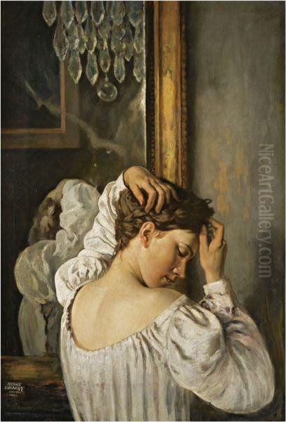 Portrait Of A Lady At Her Toilette Oil Painting by Sergei Ivanov