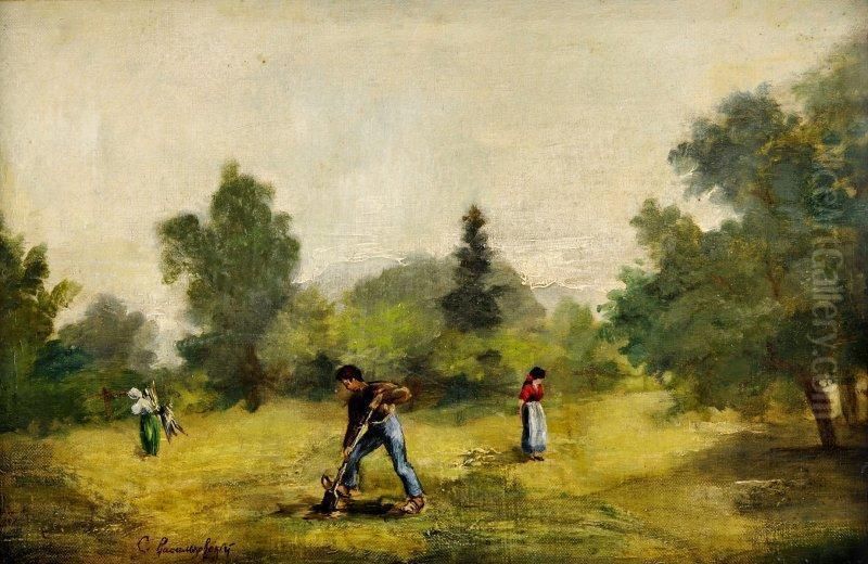 Prace V Lese Oil Painting by Vasilkovskij Sergej Ivanovic