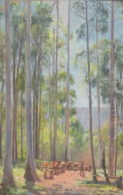 Salvana , Landscape With Bullock 1945train Oil Painting by John Jack