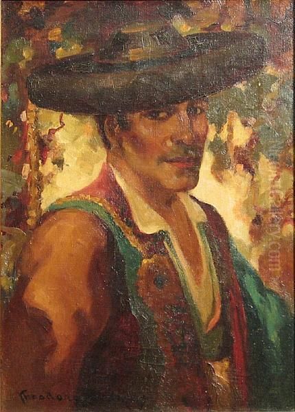 A Portrait Of A Man In Spanish Costume Oil Painting by Theodore Jackman