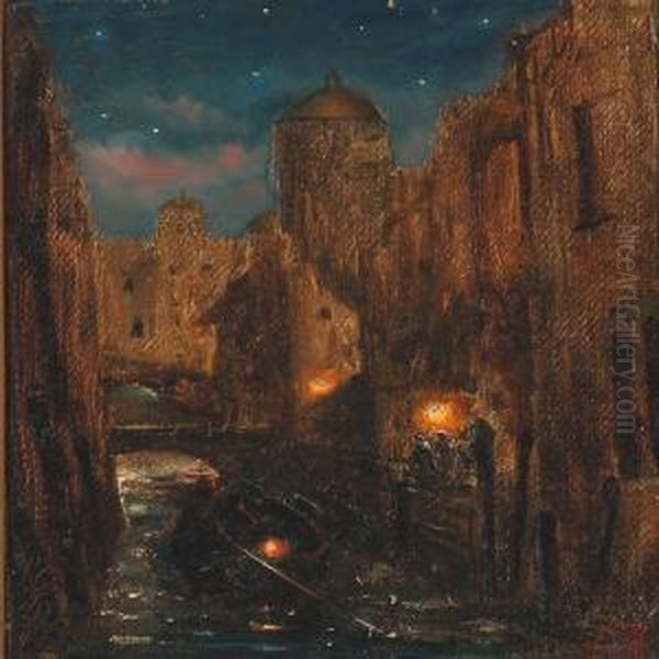 View Of Venice On A Late Evening Oil Painting by David Jacobsen