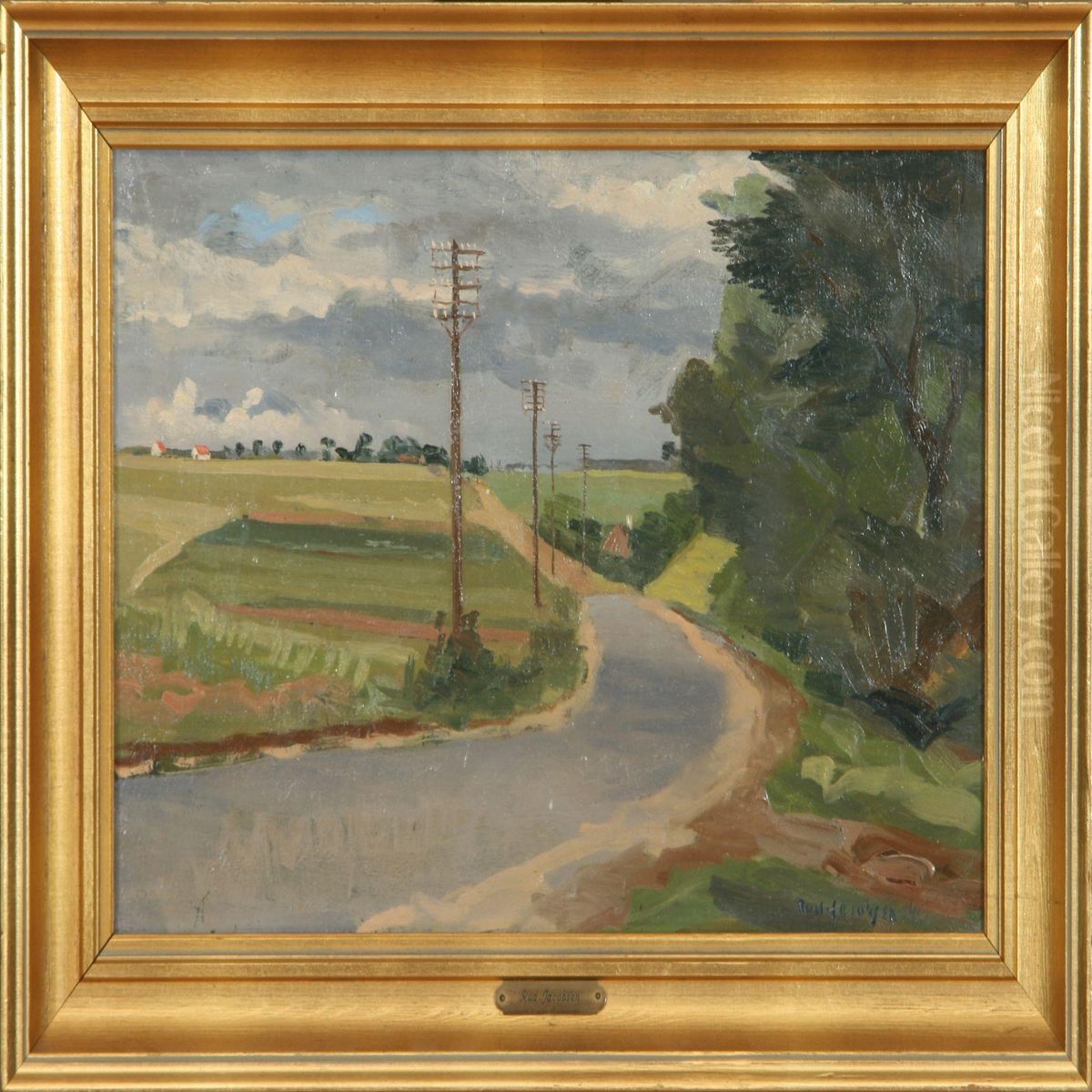 Landscape With Fields And A Road Oil Painting by Rud. Jacobsen