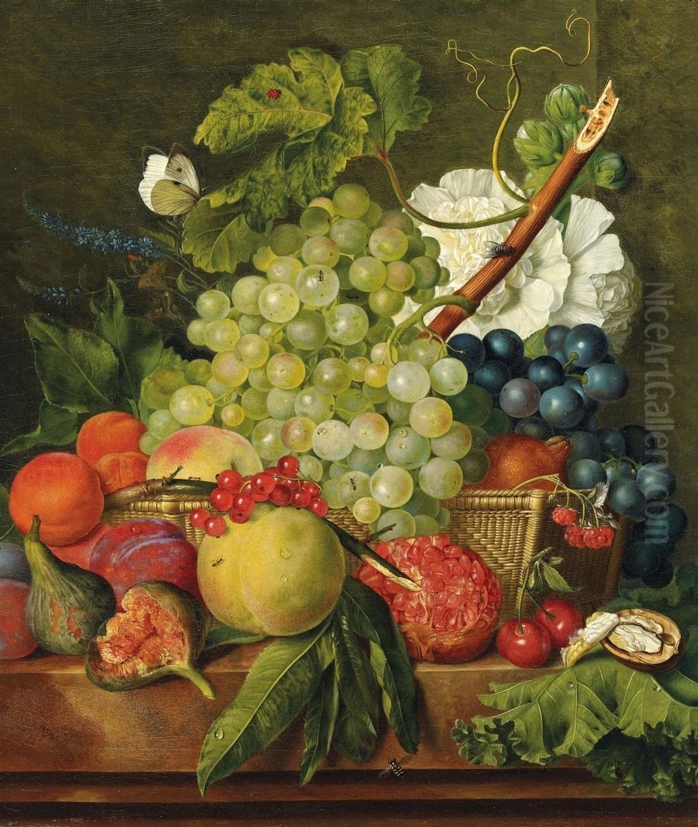 Fruchtestillleben Mitinsekten Oil Painting by Jacob Jacobson
