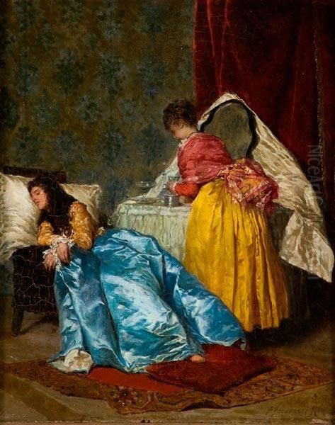 Amorevoli Cure Vicino Alla Toletta Oil Painting by Francesco Jacovacci