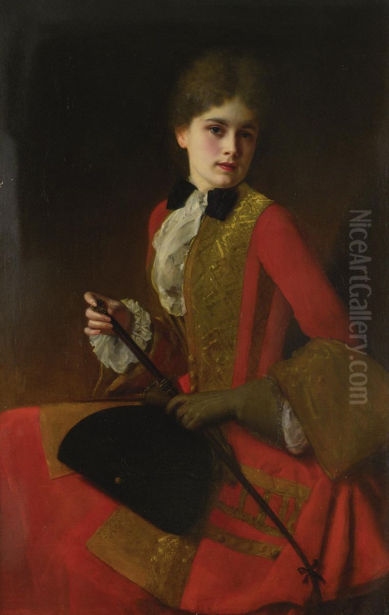 Girl In A Riding Habit Oil Painting by Jacquet Gustave