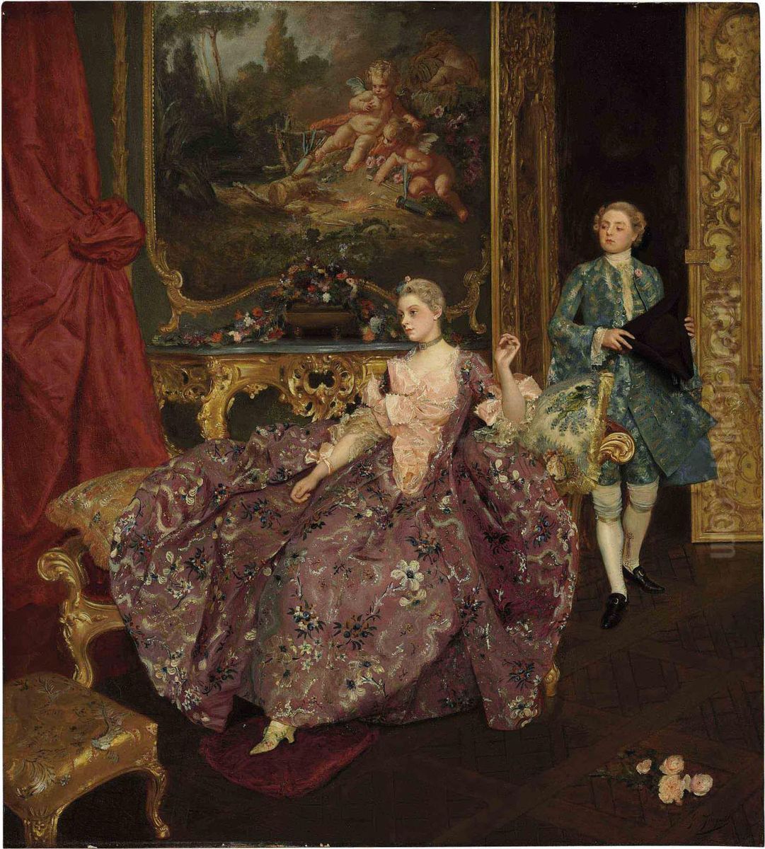 Lost In Thought Oil Painting by Jacquet Gustave