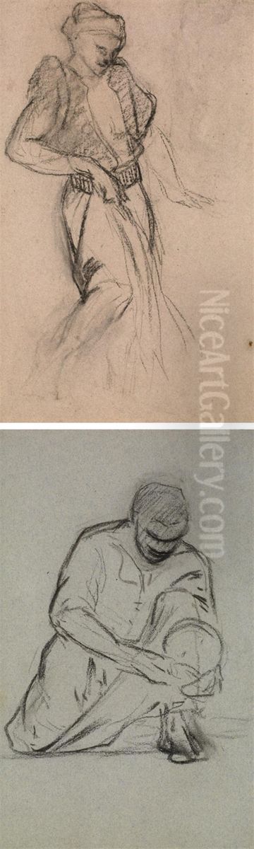 Danseuse Bayadere - Artisan Arabe Oil Painting by Charles Emmanuel Jadin