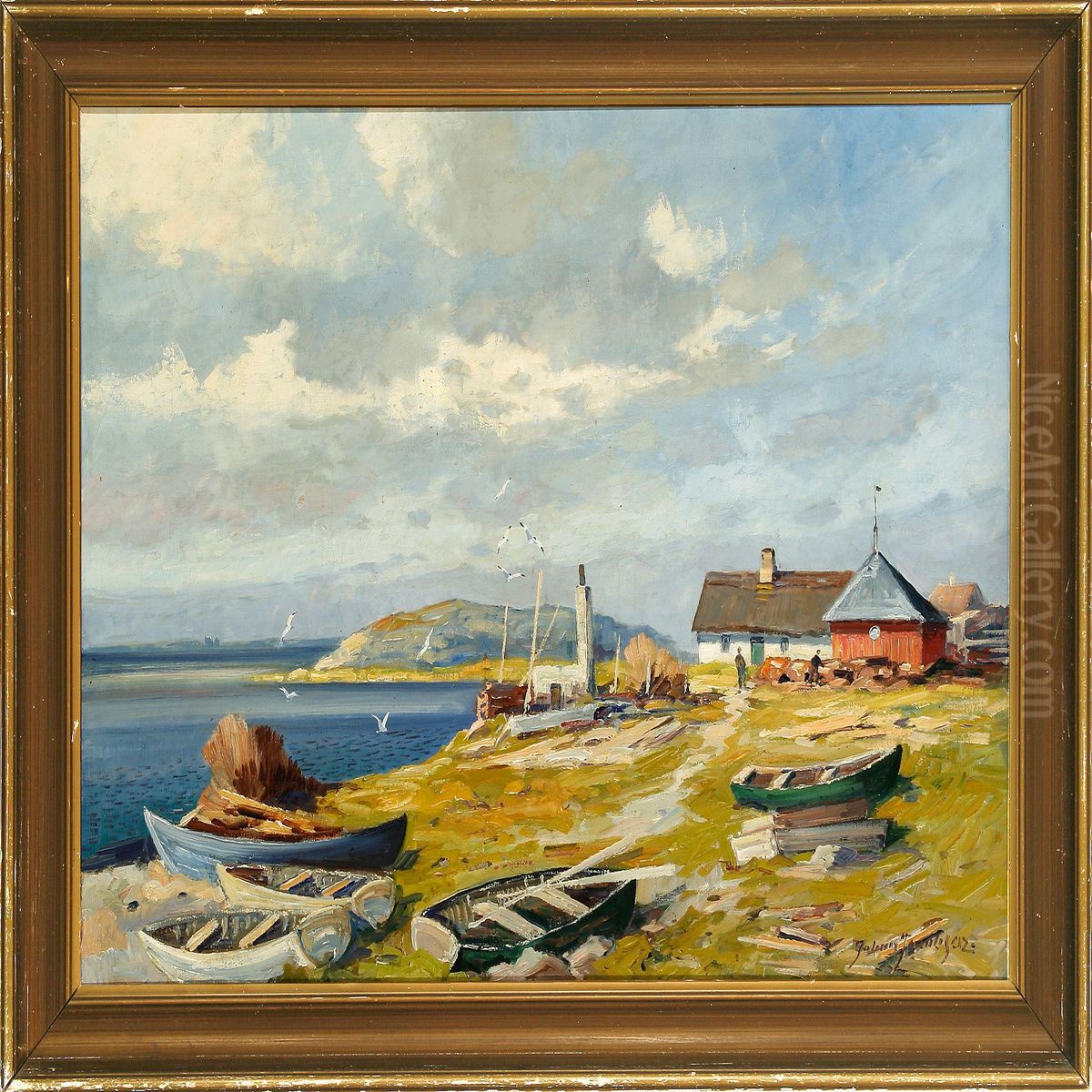 Coastal Scene From Samso Island Oil Painting by Johan Jakobsen