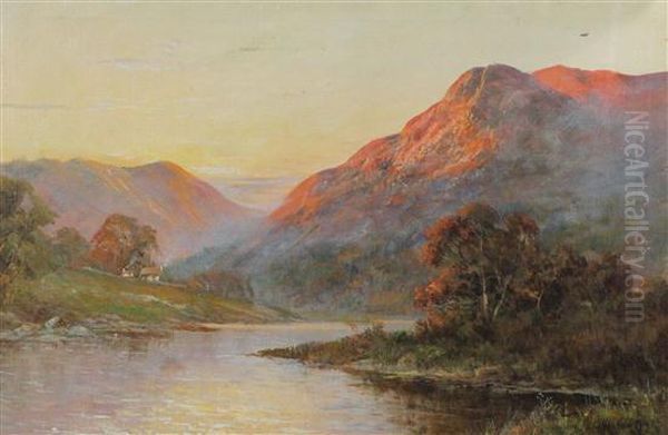 Ellens Isle, Loch Katrine &amp Oil Painting by F.E. Jamieson