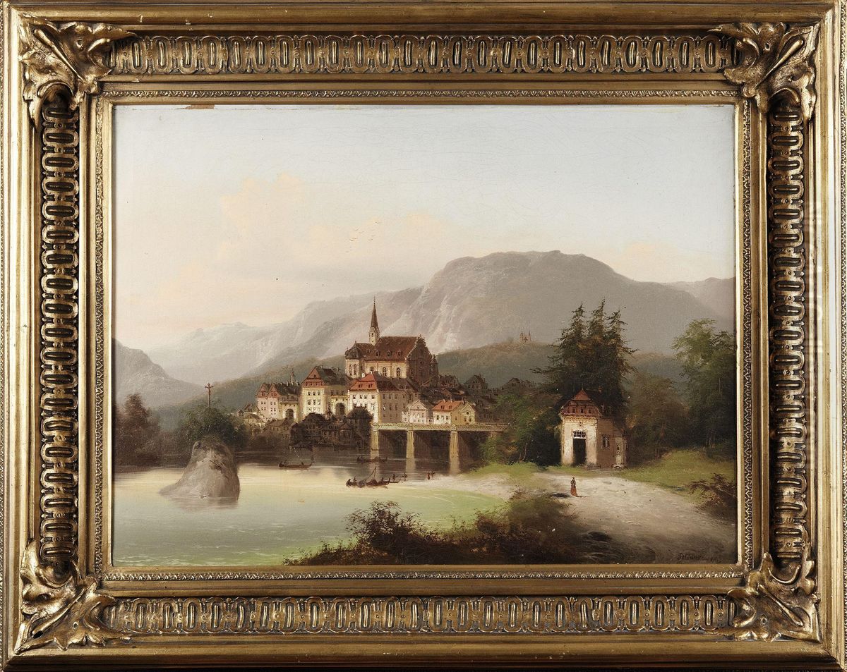 Alplandskap Medinsjo Oil Painting by J. Wilhelm Jankowski
