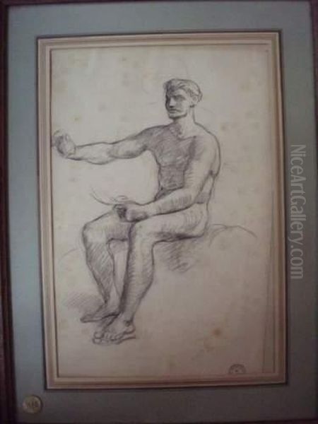 Academie D'homme Oil Painting by Anne-Francois-Louis Janmot