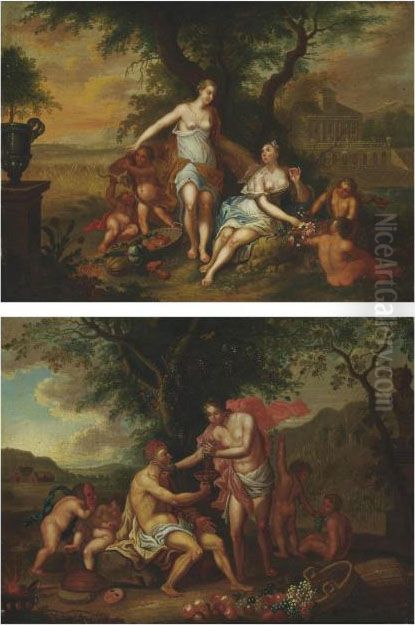 An Allegory Of Autumn; And An Allegory Of Summer Oil Painting by Frans Christoph Janneck
