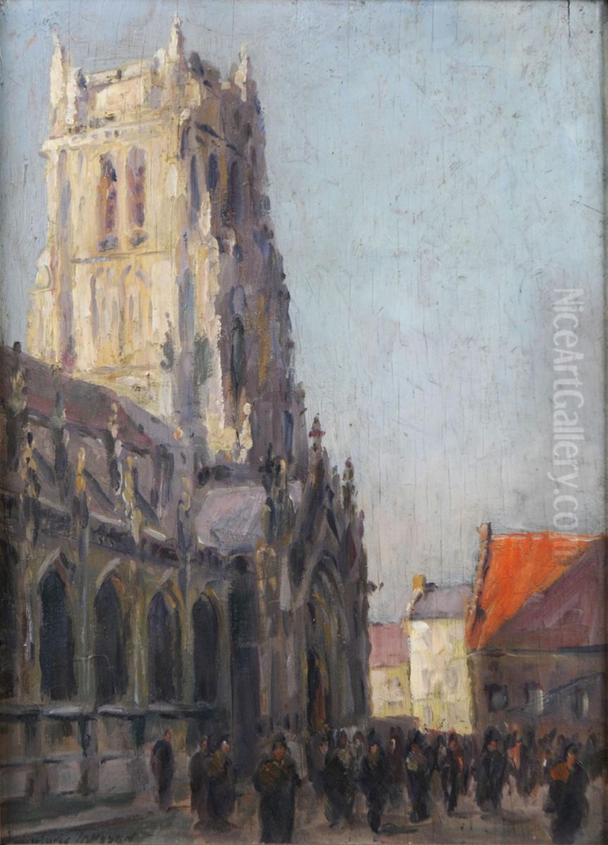 L'eglise Oil Painting by Ludovic Janssen