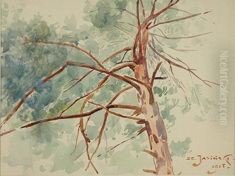 Drzewo Oil Painting by Zdzislaw Piotr Jasinski