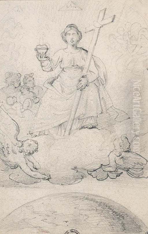 La Vierge Du Sacr-coeur Oil Painting by Gricault Jean-Louis-Andr-Thodore