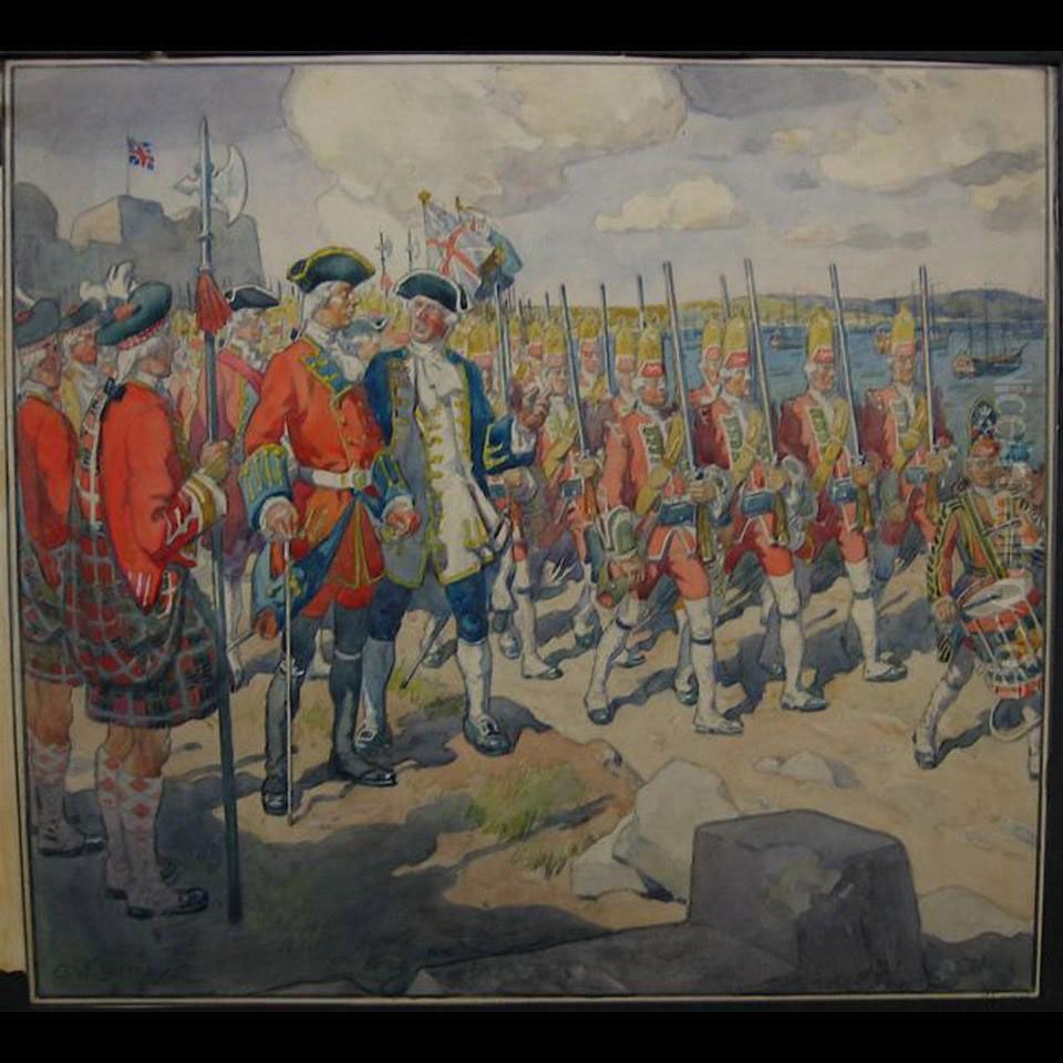 Marching Troops Oil Painting by Charles William Jefferys