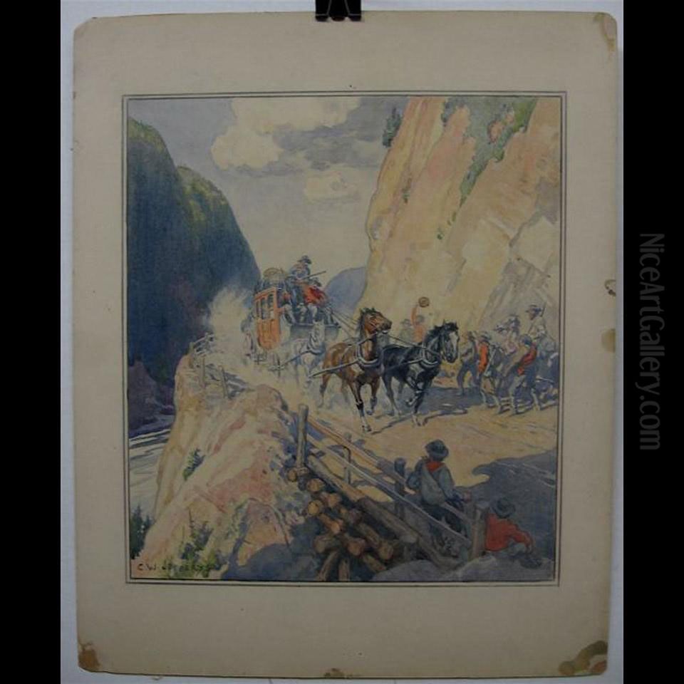 Express Run (stage Coach) Oil Painting by Charles William Jefferys