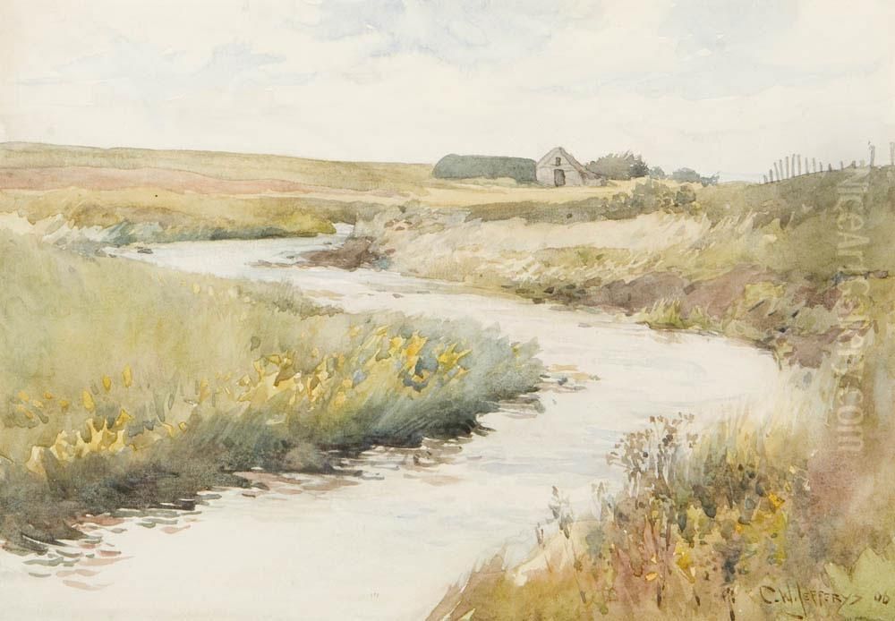 Pastoral View Of A Country Stream. Oil Painting by Charles William Jefferys