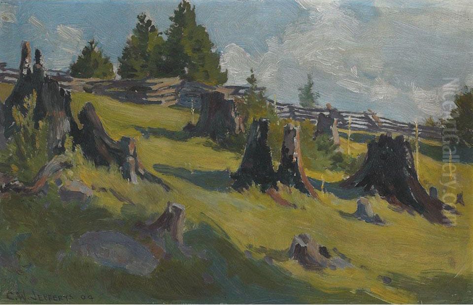 Field With Stumps Oil Painting by Charles William Jefferys