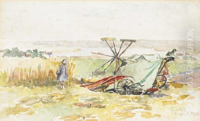 Child And Cart Oil Painting by Mainie Harriet Jellett