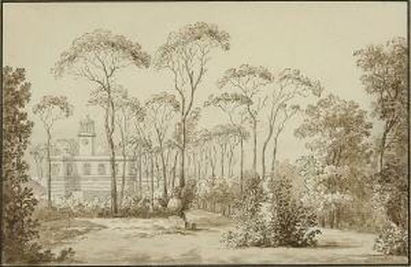 Im Park Der Villa Borghese. Oil Painting by Johann M. Gottfried Jentzsch