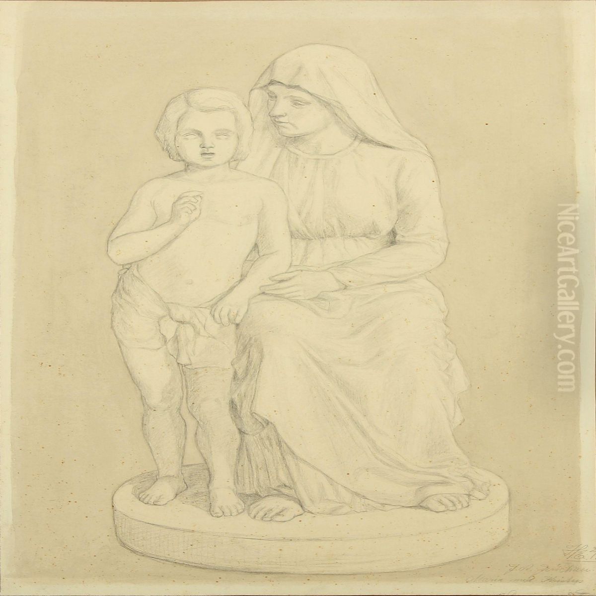 Maria And Christ Oil Painting by Jens Adolf Jerichau