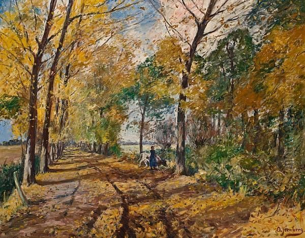 A Path Through The Woods Oil Painting by August Jernberg