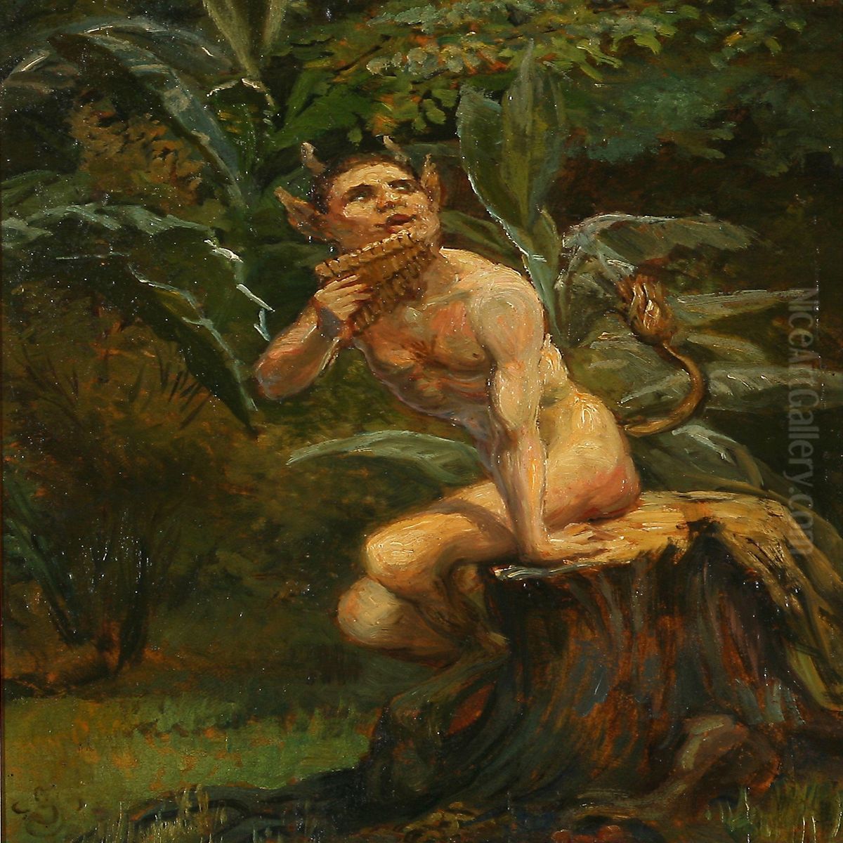 Pan In A Forest Oil Painting by Anne Marie Jespersen