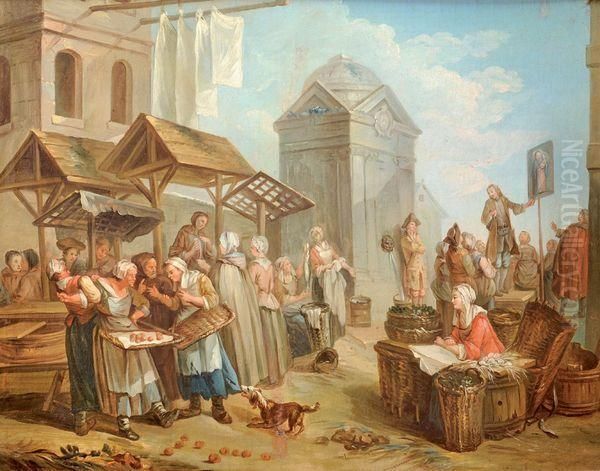 Scene De Marche Oil Painting by Etienne Jeurat