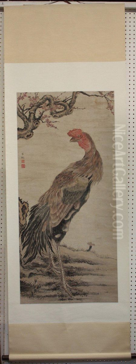 Rooster Oil Painting by Lu Ji