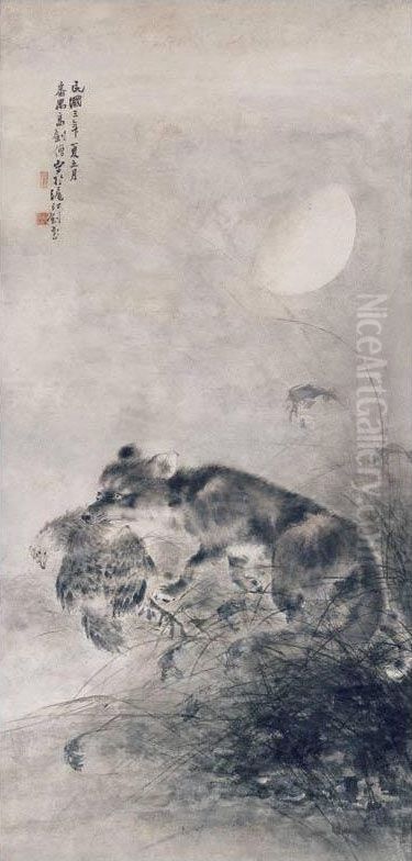 Midnight Hunter Oil Painting by Gao Jianseng