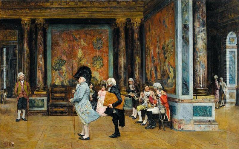 El Ministro (the Minister's Arrival) Oil Painting by Manuel Jimenez Y Prieto