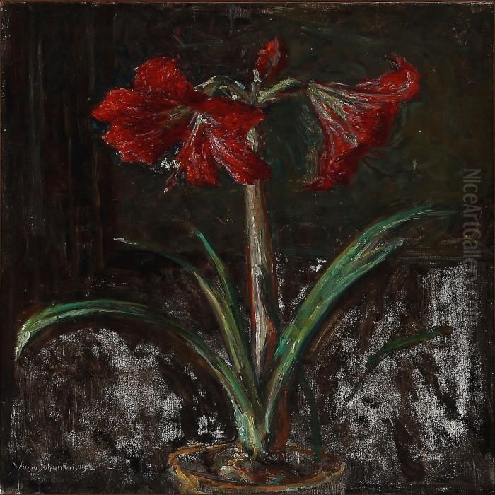 An Amaryllis Oil Painting by Viggo Johansen