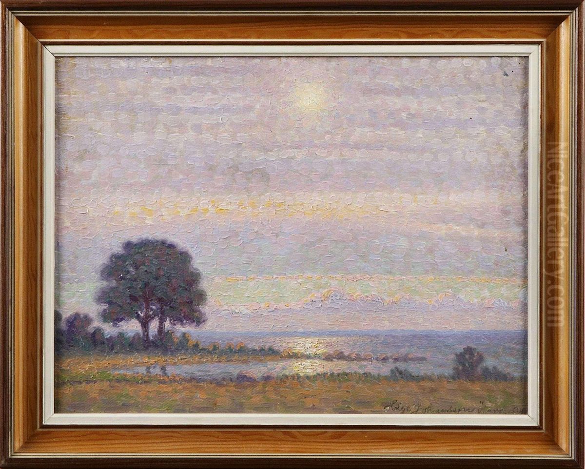 Solglitter I Vatten Oil Painting by Helge Johansson