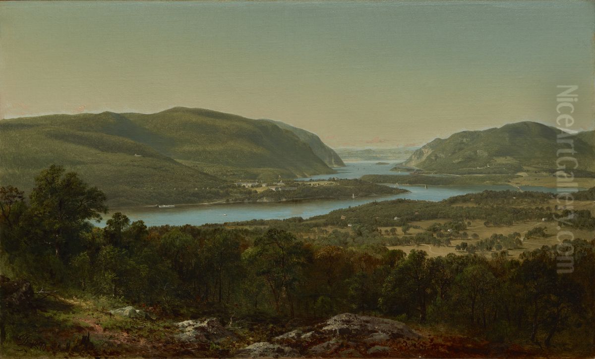 View From Garrison, West Point, New York Oil Painting by David Johnson