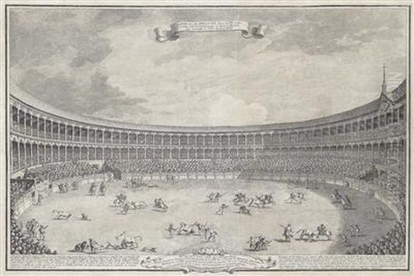 Vedute Di Madrid: Anfiteatro Per Gli Spettacoli Delle Feste De Tori Oil Painting by Antonio Joli