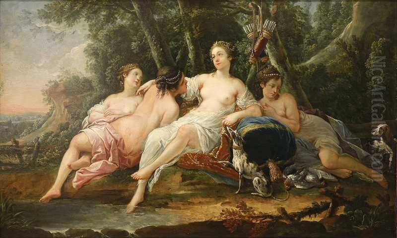 Diana And The Nymphs Taking A Rest After Hunting Oil Painting by Pierre Jollain
